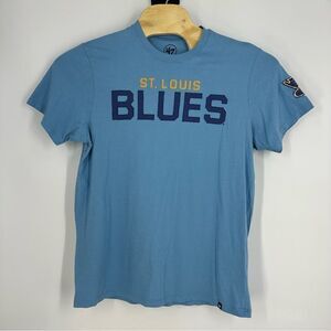 ST. LOUIS BLUES Hockey Light Blue Appliqué Logo Short Sleeve T-Shirt Sz L
